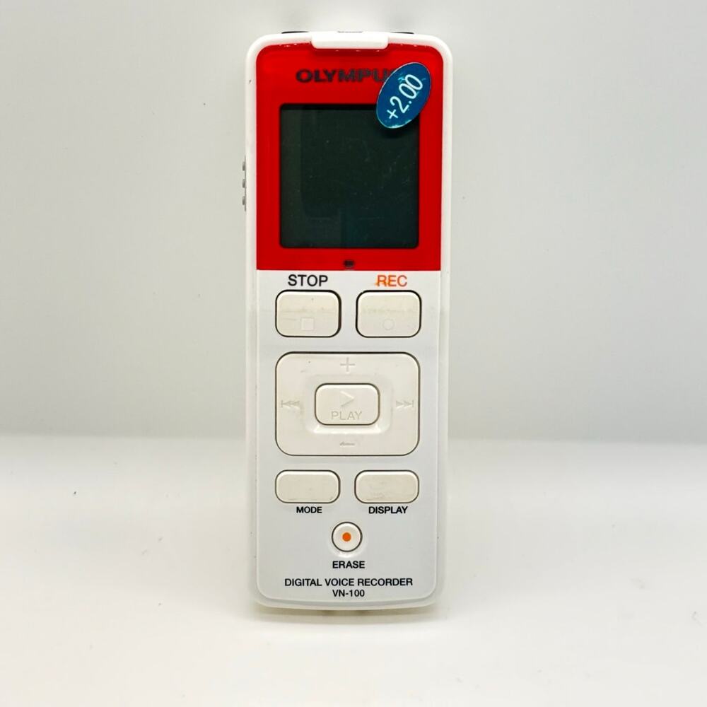 Olympus VN-100 Digital Voice Recorder 74 Hour Handheld‎ Dictation Red & White